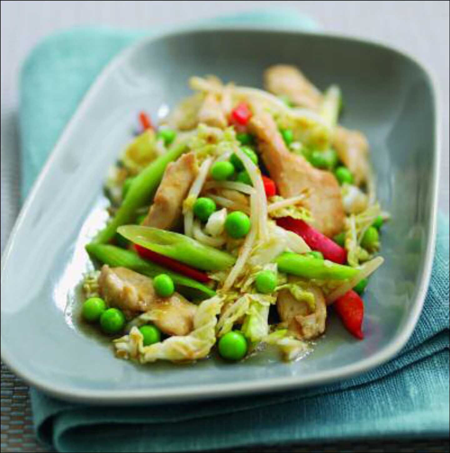 Chicken and pea stir-fry