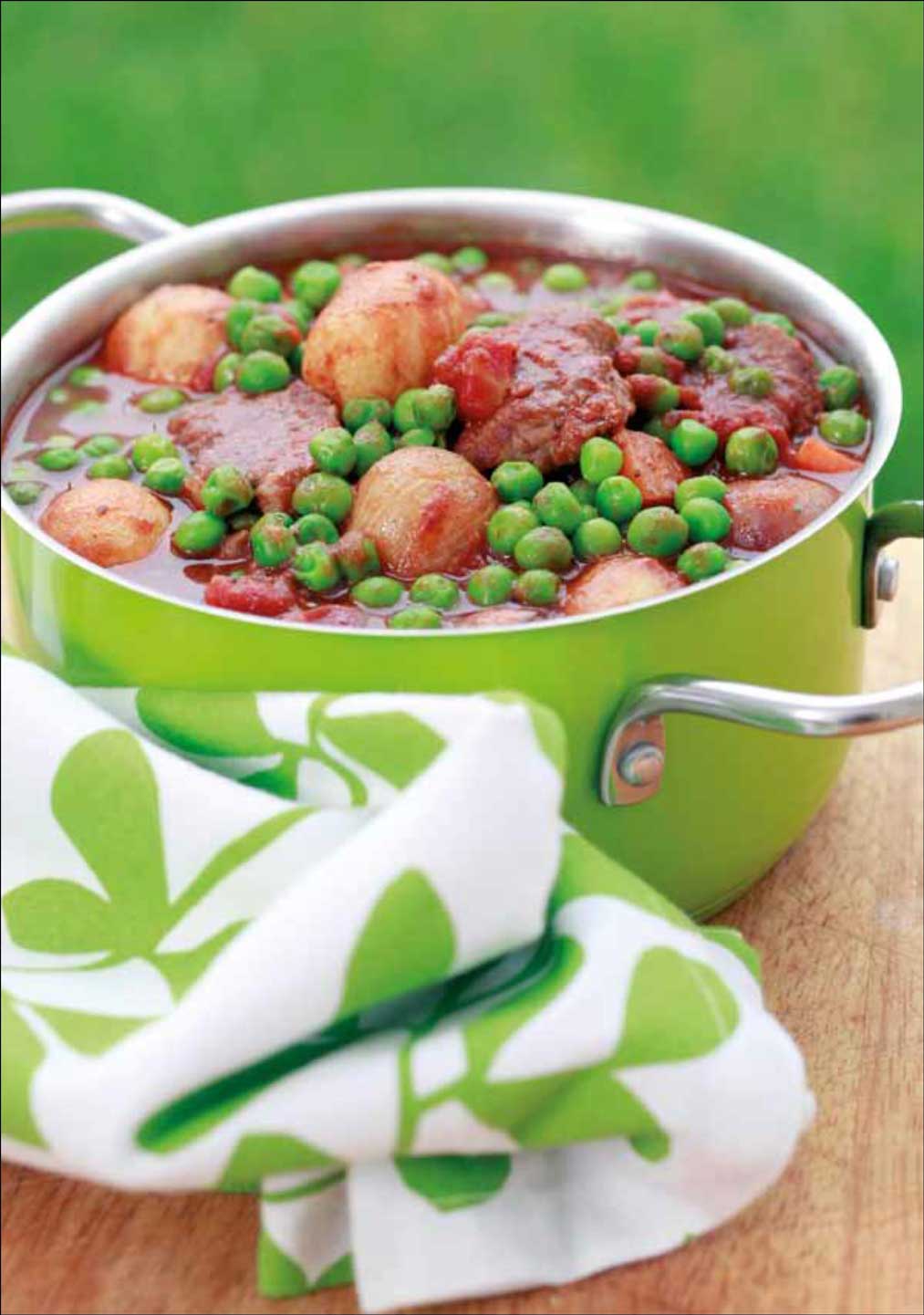 One Pot Lamb Casserole with Peas, Button Onions and New Potatoes