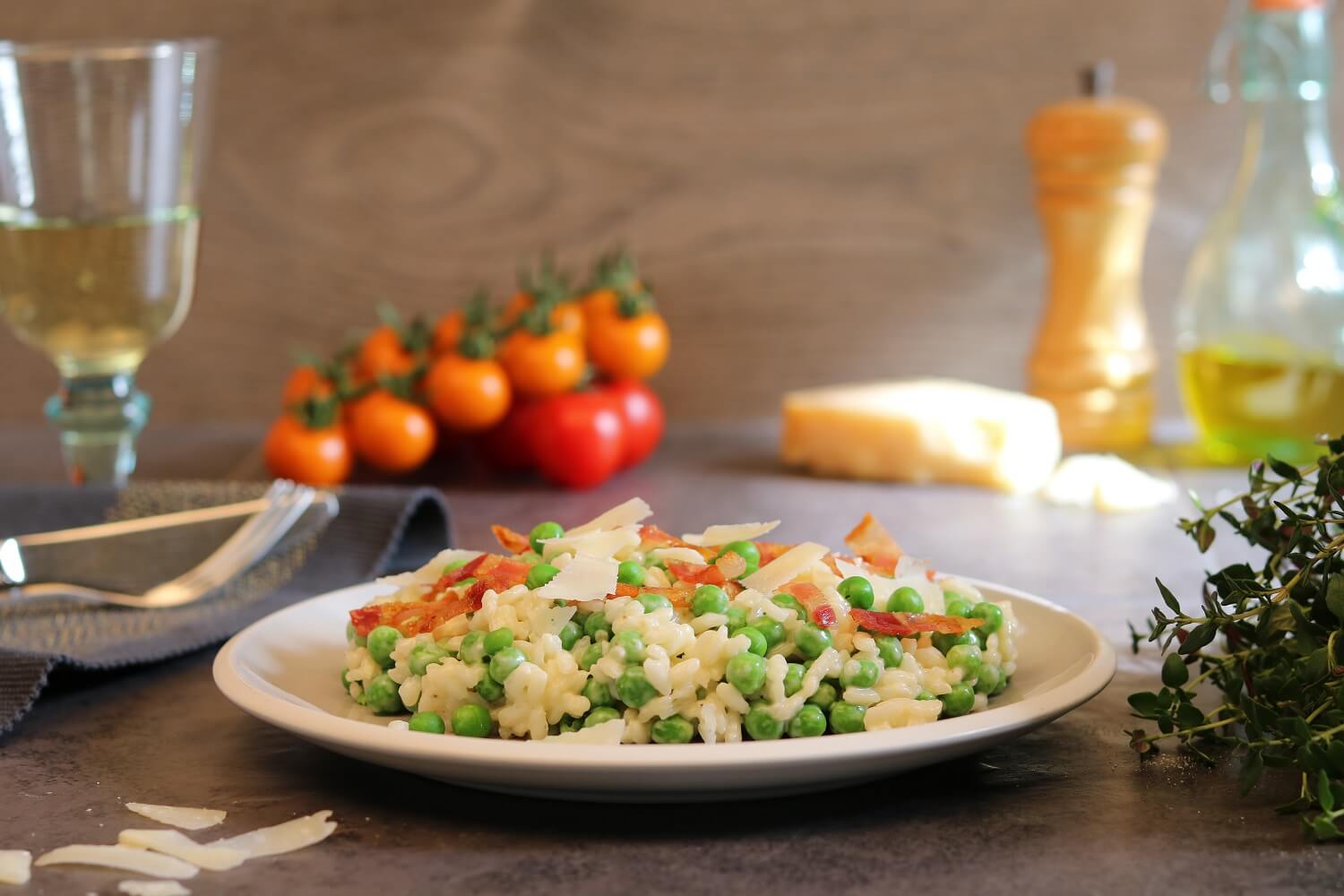 pea and bacon risotto