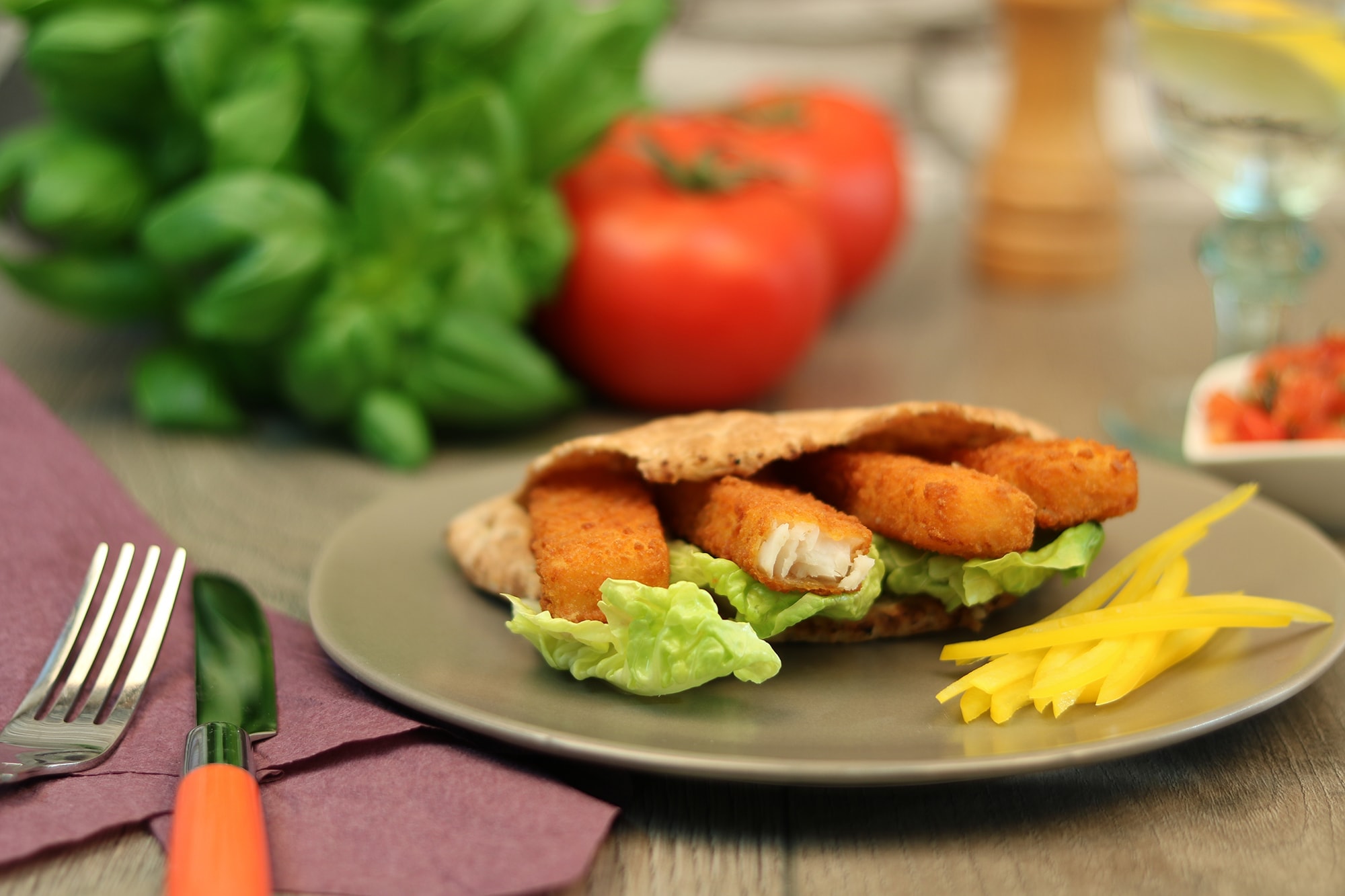 Fish Fingers in Pita with Salsa