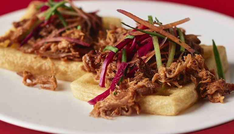 Birds Eye Potato Waffles with Pulled pork