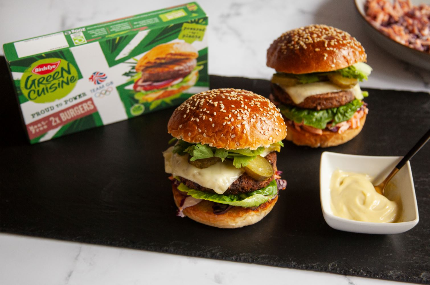 Green Cuisine Burger with Wasabi Mayo Slaw