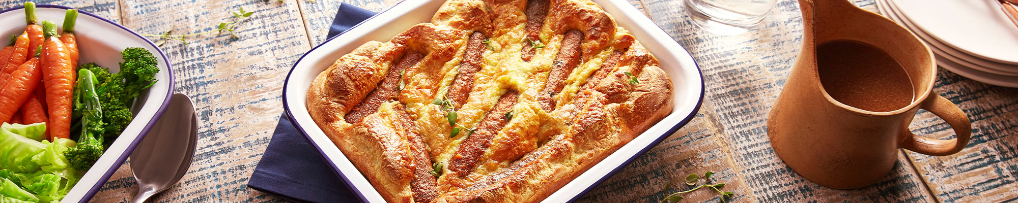Vegetarian Toad in the Hole with Green Cuisine Sausages from Birds Eye