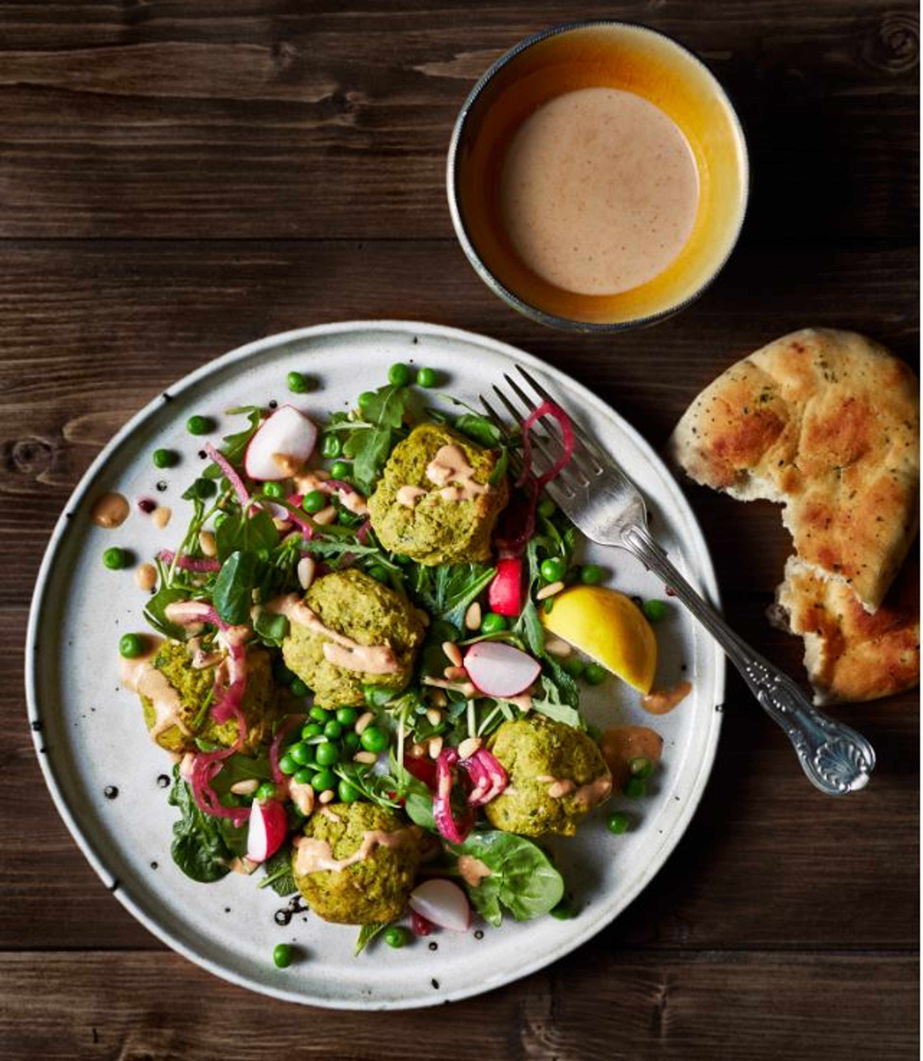 Peri Peri Pea Falafel with Tahini Dressing.JPG